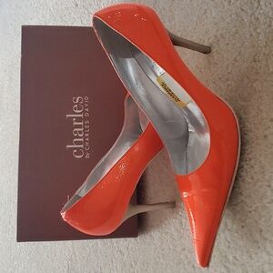 Charles David Pointed Pastel Orange heels 👠